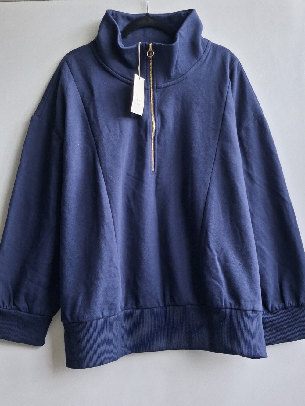 NWT A New Day Navy Blue Half Zip Pullover Sweatshirt Mock Neck Plus Size 3X
